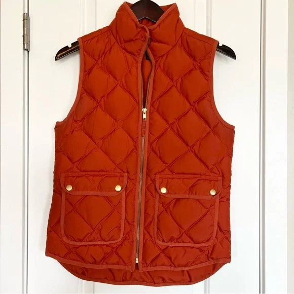 J. Crew Excursion down and feathers puffer vest Size XS Orange puffy vest - Picture 2 of 9